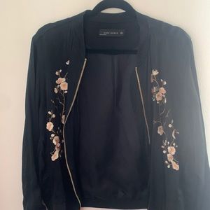 floral embroidered bomber jacket